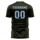 Custom Olive Light Blue Soccer Jersey