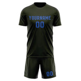 Custom Olive Sky Blue Soccer Set