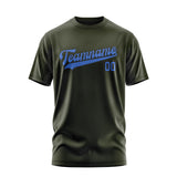 Custom Olive Sky Blue T-Shirt