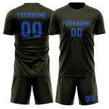 Custom Olive Sky Blue Soccer Set