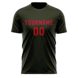 Custom Olive Red Soccer Jersey
