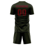 Custom Olive Crimson Red Soccer Set