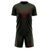 Custom Olive Crimson Red Soccer Set