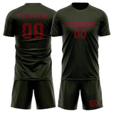 Custom Olive Crimson Red Soccer Set