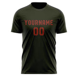 Custom Olive Coral Red Soccer Jersey