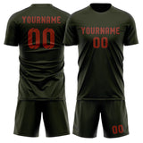 Custom Olive Coral Red Soccer Set