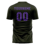 Custom Olive Light Purple Soccer Jersey