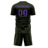 Custom Olive Light Purple Soccer Set