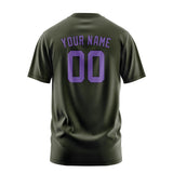 Custom Olive Light Purple T-Shirt
