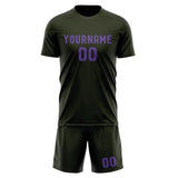 Custom Olive Light Purple Soccer Set