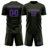 Custom Olive Light Purple Soccer Set