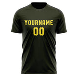 Custom Olive Light Yellow Soccer Jersey