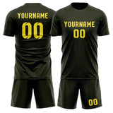 Custom Olive Light Yellow Soccer Set