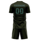 Custom Olive Blue Green Soccer Set