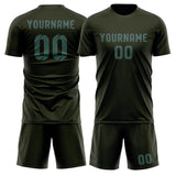 Custom Olive Blue Green Soccer Set