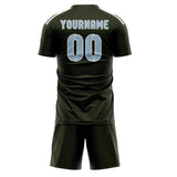 Custom Olive Light Blue Soccer Set