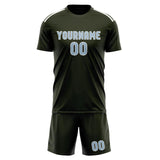 Custom Olive Light Blue Soccer Set