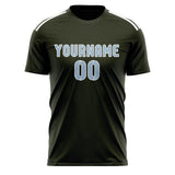 Custom Olive Light Blue Soccer Jersey