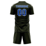 Custom Olive Sky Blue Soccer Set