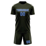 Custom Olive Sky Blue Soccer Set