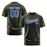 Custom Olive Sky Blue T-Shirt