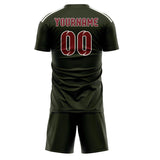 Custom Olive Crimson Red Soccer Set