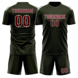 Custom Olive Crimson Red Soccer Set