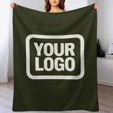 Custom Dark Olive White Blanket