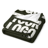 Custom Dark Olive White Blanket