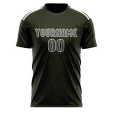 Custom Olive Dark Grey Soccer Jersey
