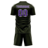Custom Olive Light Purple Soccer Set