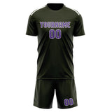 Custom Olive Light Purple Soccer Set