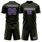 Custom Olive Light Purple Soccer Set