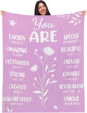 Blanket for Daughter Gifts, “You Are Chosen Amazing Victorious Strong Created Always Loved”, From Mom Dad, Birthday Christmas Graduation Everyday Encouragement, Inspirational Motivational