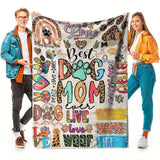 Blanket for Dog Mom Gifts - Best Dog Mom Ever - From Mom Dad, Birthday Christmas Everyday Encouragement, Inspirational Motivational