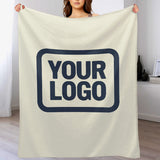 Custom Beige Navy Blue Blanket