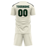 Custom Cream Green Soccer Set