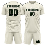 Custom Cream Dark Green Soccer Set