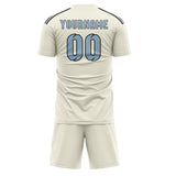 Custom Cream Light Blue Soccer Set