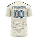 Custom Cream Light Blue Soccer Jersey