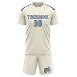 Custom Cream Light Blue Soccer Set