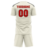 Custom Cream Orange Red Soccer Set