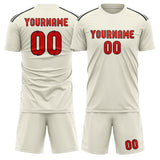 Custom Cream Orange Red Soccer Set