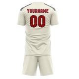 Custom Cream Red Soccer Set