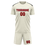Custom Cream Red Soccer Set