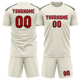 Custom Cream Red Soccer Set