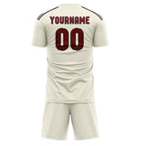 Custom Cream Crimson Red Soccer Set