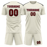 Custom Cream Crimson Red Soccer Set