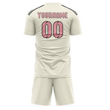 Custom Cream Light Pink Soccer Set