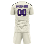 Custom Cream Light Purple Soccer Set